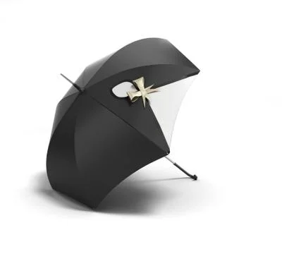 3d rendering black umbrella isolated on white background Stock Illustration