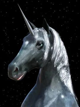 3D rendering of a black unicorn. Stock Illustration