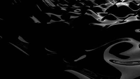 3D rendering of black water wave marble surface. Geometric computer graphic Stock Photos