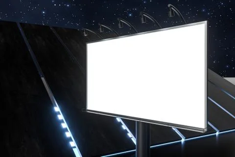 3d rendering, blank advertising board In the night scene Stock Illustration