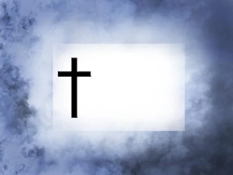 3D rendering of a blank card with cross in heaven. Stock Illustration