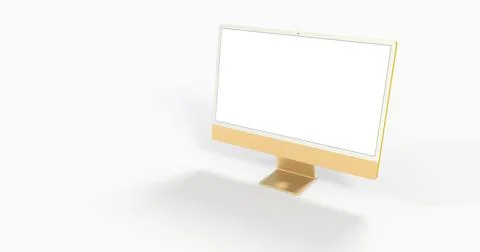 3d rendering of a blank computer screen with copy space on a white background Stock Illustration