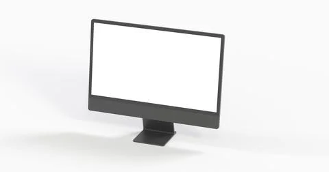 3d rendering of a blank computer screen with copy space on a white background Stock Illustration