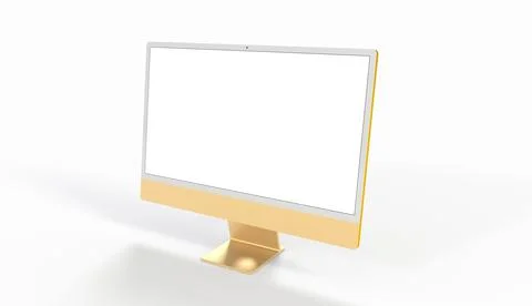 3d rendering of a blank computer screen with copy space on a white background Stock Illustration