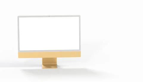 3d rendering of a blank computer screen with copy space on a white background Stock Illustration
