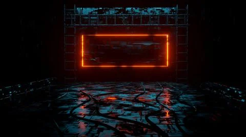 3D rendering of a blank mockup of a neon sign. Stock Illustration