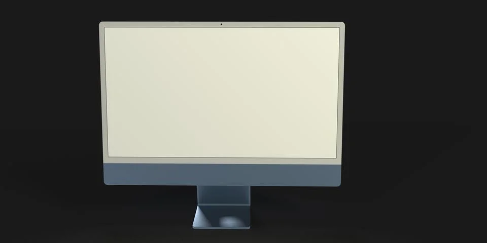 A 3d rendering with a blank screen computer screen with copy space on a black Stock Illustration