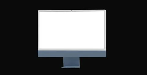 3D rendering of blank screen desktop computer isolated on a black background Illustrazione stock