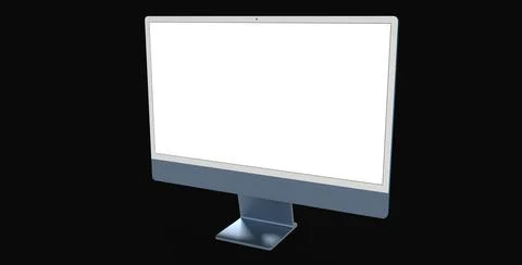 3D rendering of blank screen desktop computer isolated on a black background Stock Illustration