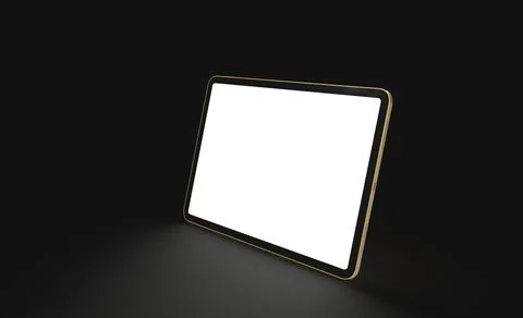 3d rendering of a blank screen tablet with copy space on a black background Stock Illustration