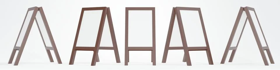 3D Rendering of blank standing board rotate in many angles isolated on whit.. Stock Illustration