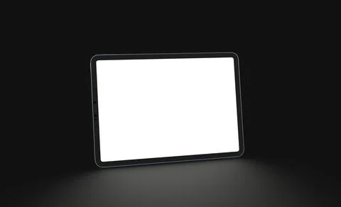 3d rendering of a blank tablet screen with copy space on a black background Stock Illustration