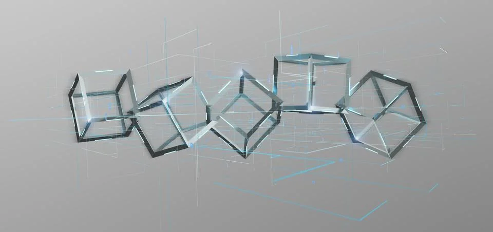 3d rendering blockchain cube isolated on a background Stock Illustration