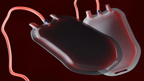 A 3d rendering of blood bag, the fundamental unit of blood donation. 스톡 일러스트