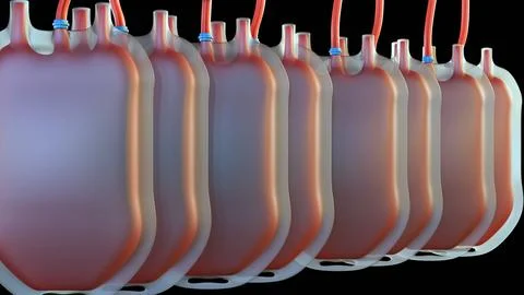A 3d rendering of blood bag, the fundamental unit of blood donation. 스톡 일러스트