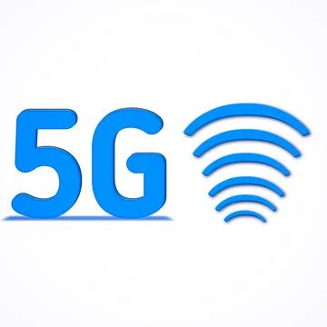 3d rendering blue 5g text with internet symbol Ilustración de archivo