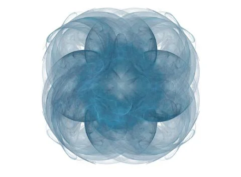 3D rendering with blue abstract fractal in the form of a flower Stockillustratie