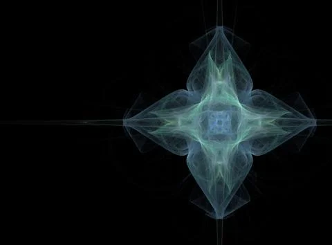 3D rendering with blue abstract fractal in the form of a flower Stock Illustration