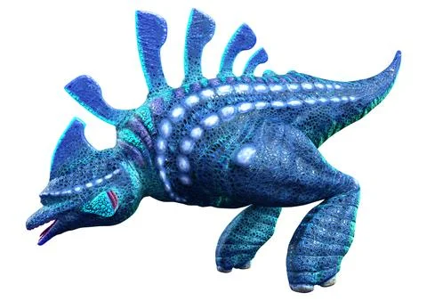 3D Rendering Blue Alien Creature on White Stock Illustration
