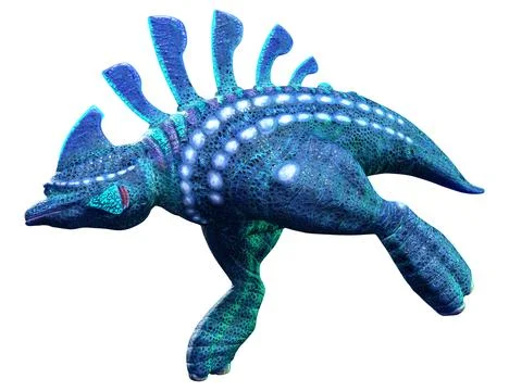 3D Rendering Blue Alien Creature on White Ilustração Stock