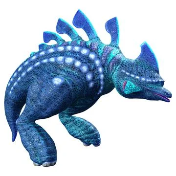 3D Rendering Blue Alien Creature on White Stock Illustration