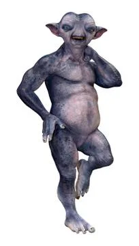 3D Rendering Blue Alien on White Stock Illustration