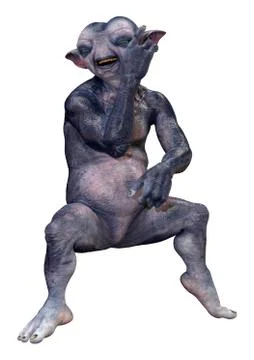 3D Rendering Blue Alien on White Stock Illustration