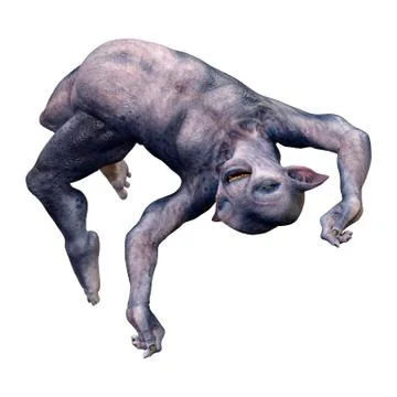 3D Rendering Blue Alien on White Stock Illustration