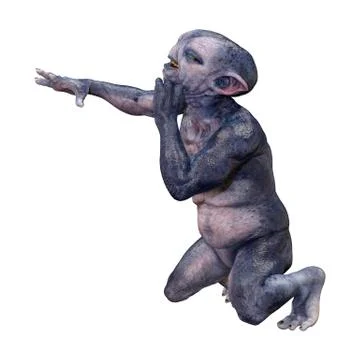 3D Rendering Blue Alien on White Stock Illustration