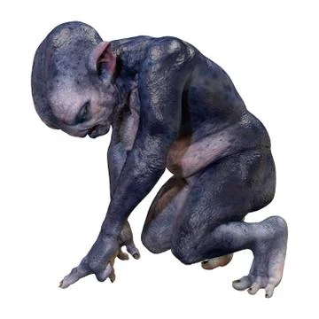 3D Rendering Blue Alien on White Stock Illustration
