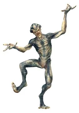 3D Rendering Blue Alien on White Stock Illustration