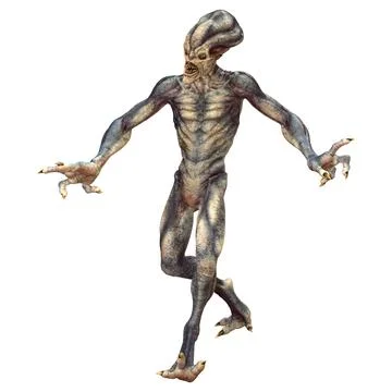 3D Rendering Blue Alien on White Stock Illustration