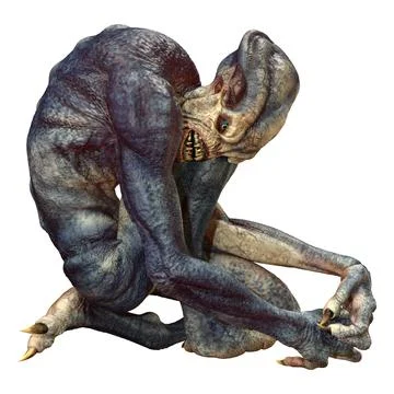 3D Rendering Blue Alien on White Stock Illustration