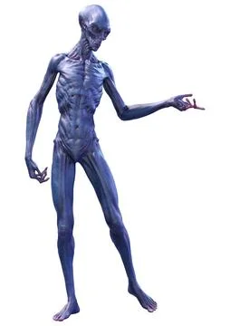 3D Rendering Blue Alien on White Stock Illustration