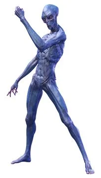 3D Rendering Blue Alien on White Stock Illustration