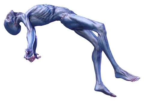 3D Rendering Blue Alien on White Stock Illustration