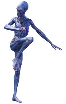 3D Rendering Blue Alien on White Stock Illustration
