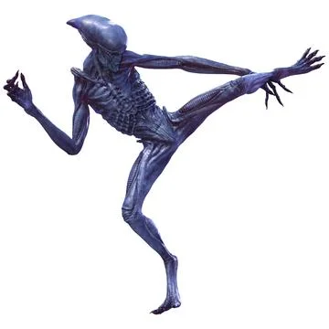 3D Rendering Blue Alien on White Illustrazione stock