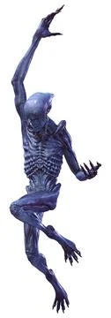 3D Rendering Blue Alien on White Illustrazione stock