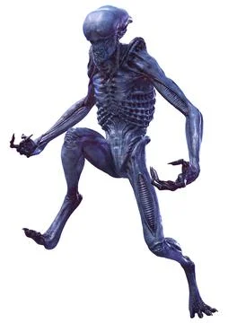 3D Rendering Blue Alien on White Illustrazione stock