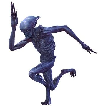 3D Rendering Blue Alien on White Иллюстрация