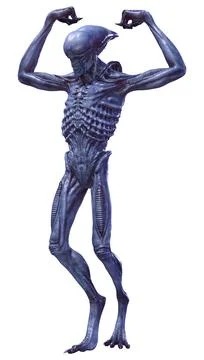 3D Rendering Blue Alien on White Ilustración de archivo