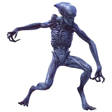 3D Rendering Blue Alien on White Ilustración de archivo