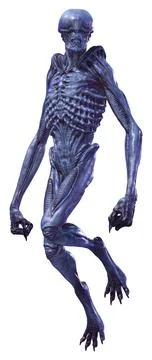 3D Rendering Blue Alien on White Ilustración de archivo