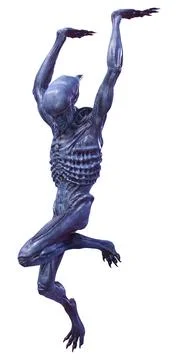 3D Rendering Blue Alien on White Illustrazione stock