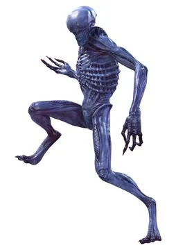 3D Rendering Blue Alien on White Illustrazione stock