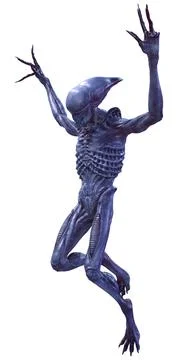 3D Rendering Blue Alien on White Stock-Illustration