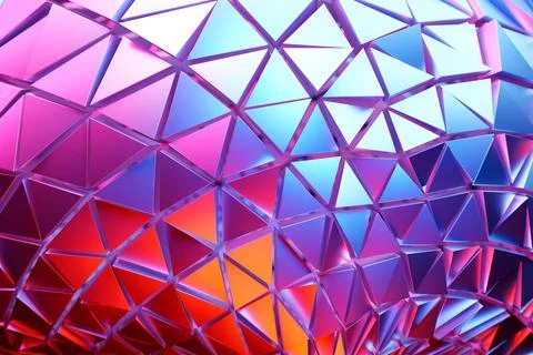 3D rendering. Blue and pink  pattern of triangles of different shapes. Minima 스톡 일러스트