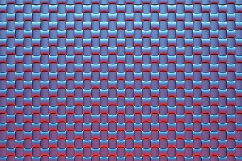 3D rendering. Blue and red pattern of cubes of different shapes. Minimalistic Stock Illustration