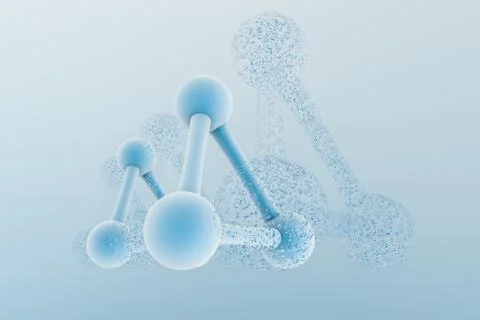 3d rendering, blue chemical formula with particle effects Stock Illustration